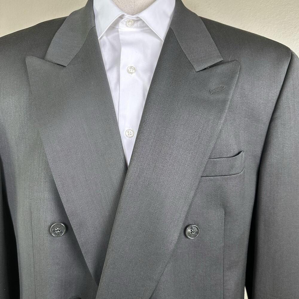 Albert Nipon Men 52r Double Breasted Dark Olive B… - image 6